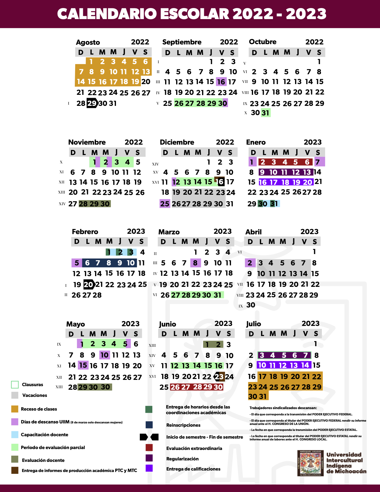 Calendario Escolar Uiim 9499